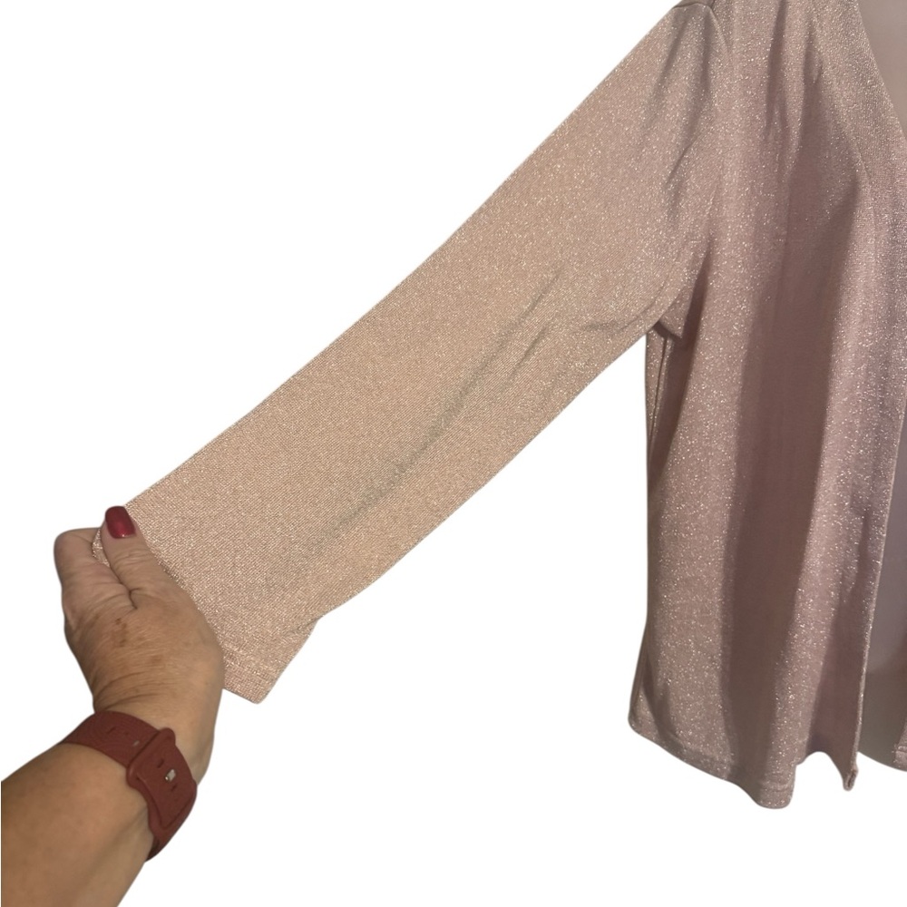 NWT  GORGEOUS  BLUSH/LIGHT ROSE  Open-Front Cardigan w/SPARKLE     LARGE   #Q - Picture 4 of 7